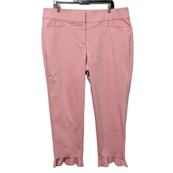 LANE BRYANT The Allie Pink Mod Ruffle Hem Ankle Pants 18 - Picture 2 of 6
